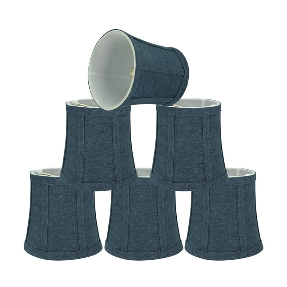 Aspen Creative 30361-6 Small Bell Shape Chandelier Clip-On Lamp Shade Set (6 Pack), Transitional Design in Washing Blue, 5" bottom width (4" x 5" x 5")