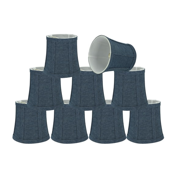 Aspen Creative 30361-9 Small Bell Shape Chandelier Clip-On Lamp Shade Set (9 Pack), Transitional Design in Washing Blue, 5" bottom width (4" x 5" x 5")