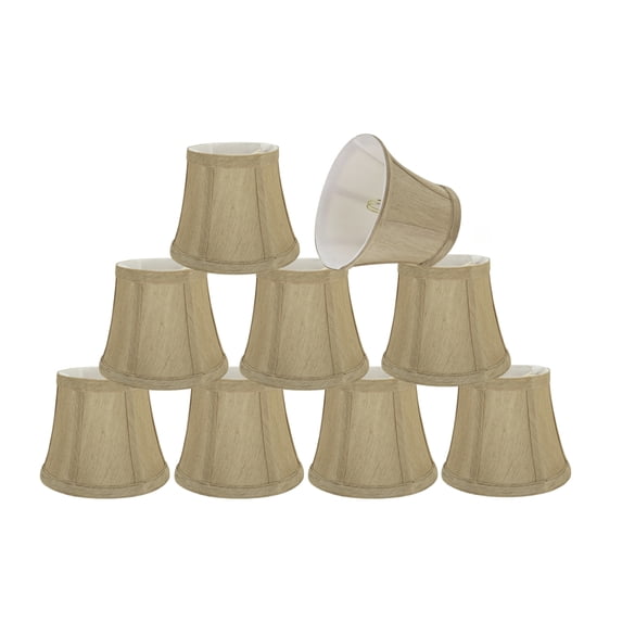 Aspen Creative 30391-9 Small Bell Shape Chandelier Clip-On Lamp Shade Set (9 Pack), Transitional Design in Beige, 6" bottom width (4" x 6" x 5" )