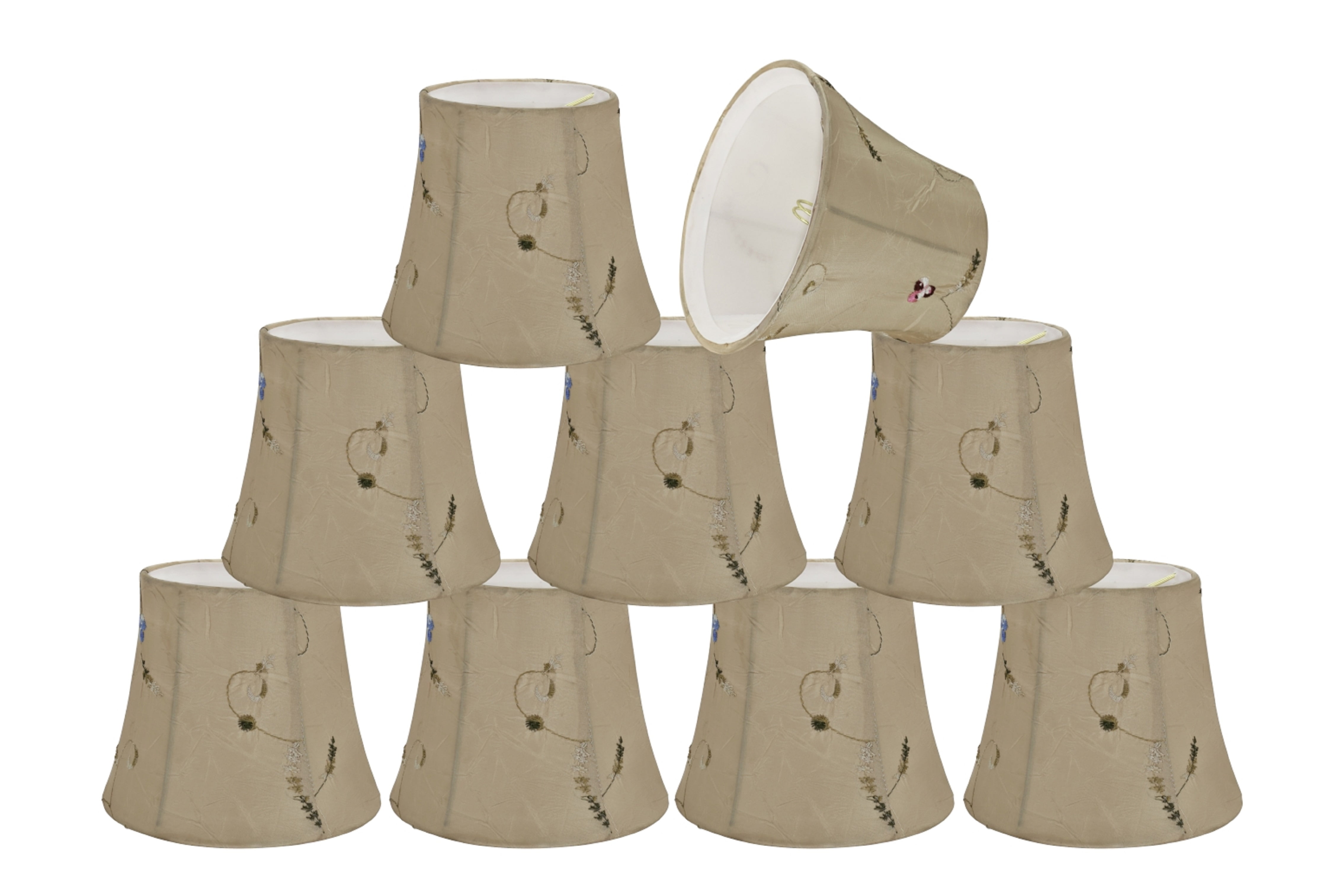 Gold Faux Silk Bell Chandelier Lamp Shade Set, 6" Bottom Width
