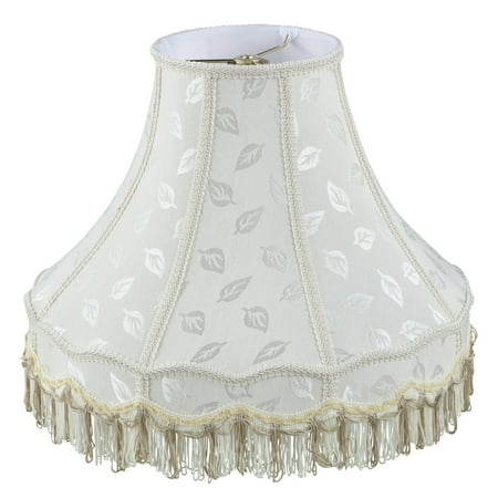 Aspen Creative 30627, Hand sewn Scallop Spider with Trim Lamp Shade, Off-White, 7" T x 17" B x 13" H