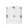 thumbnail image 1 of Aspen Creative 31062 Transitional Drum (Cylinder) Shaped Spider Construction Lamp Shade in White with Butterfly & Flowers, 8" wide (8" x 8" x 8"), 1 of 4