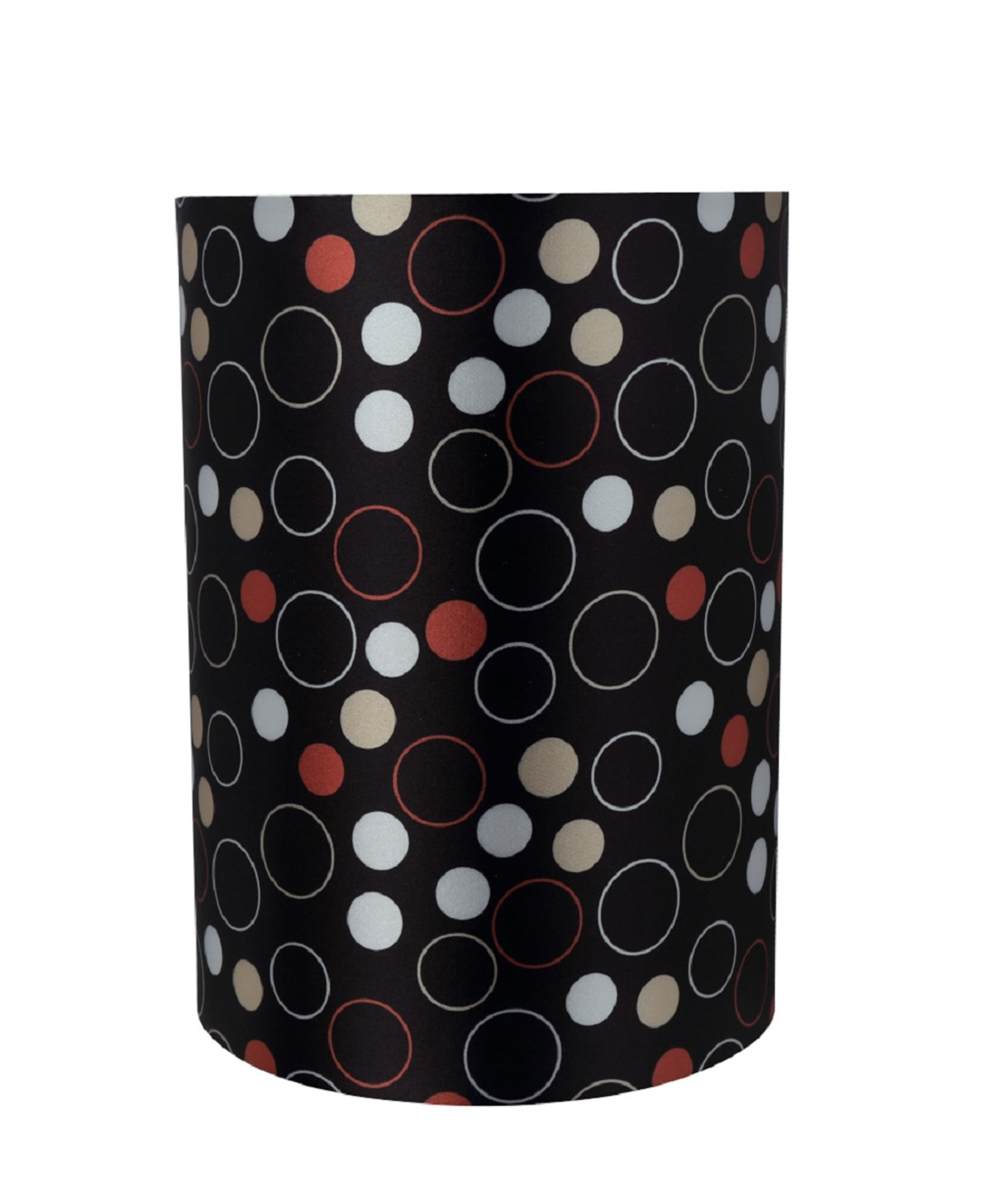 Black Faux Silk Drum Lamp Shade with Dotted Design, 8" x 11"
