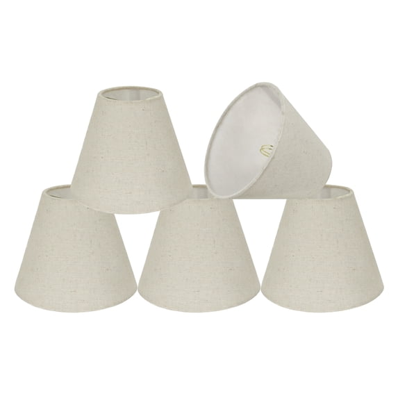 Aspen Creative 32038-5 Small Hardback Empire Shape Chandelier Clip-On Lamp Shade Set (5 Pack), Transitional Design in Oatmeal, 6" bottom width (3" x 6" x 5")