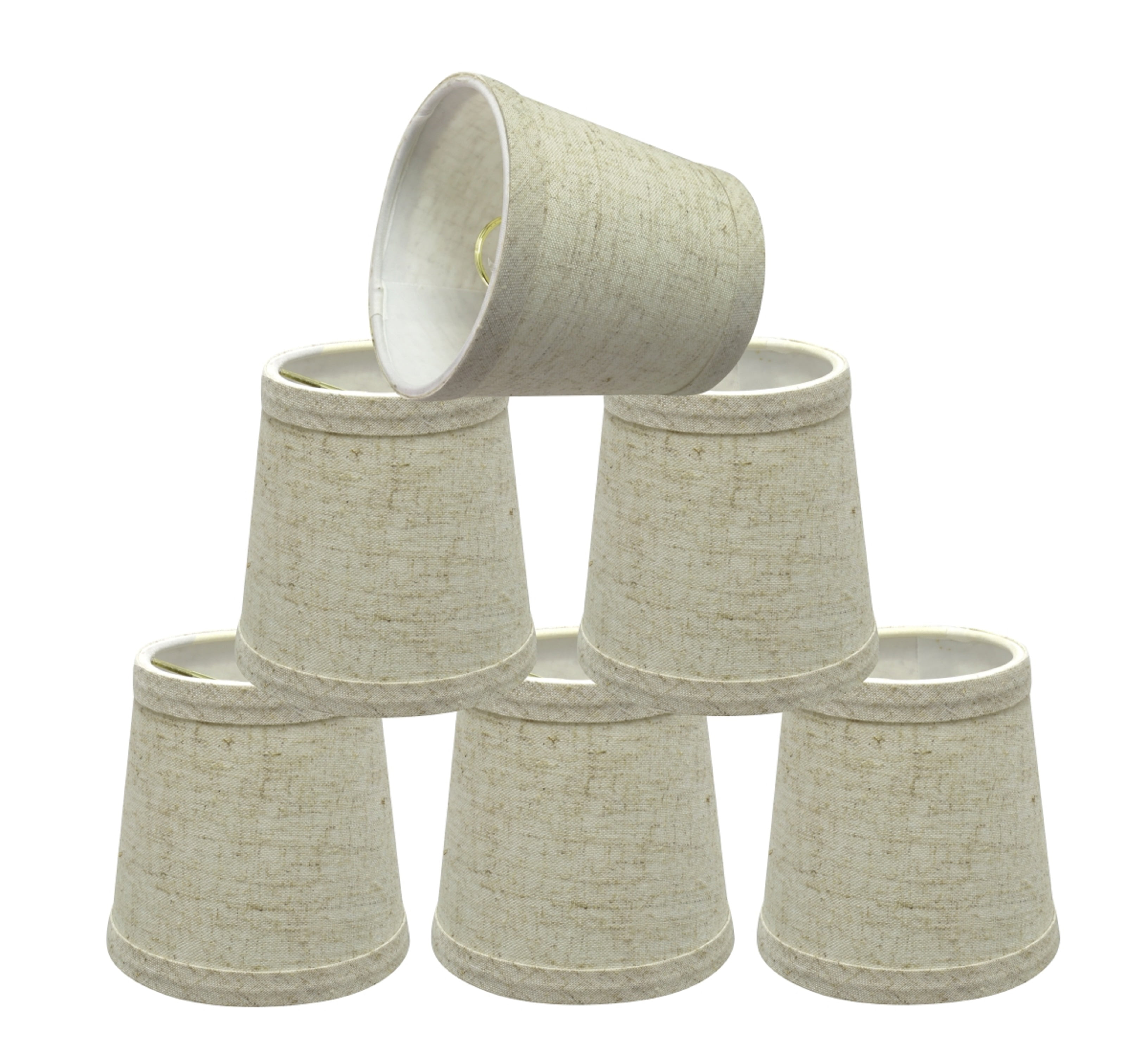 Beige Linen Empire Chandelier Lamp Shades, Set of 6