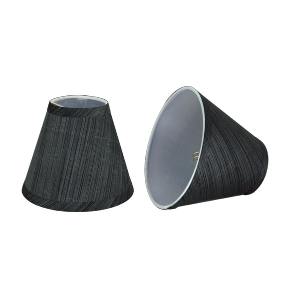 Aspen Creative 32105-2 Small Hardback Empire Shape Chandelier Clip-On Lamp Shade Set (2 Pack), Transitional Design in Grey & Black, 6" bottom width (3" x 6" x 5")