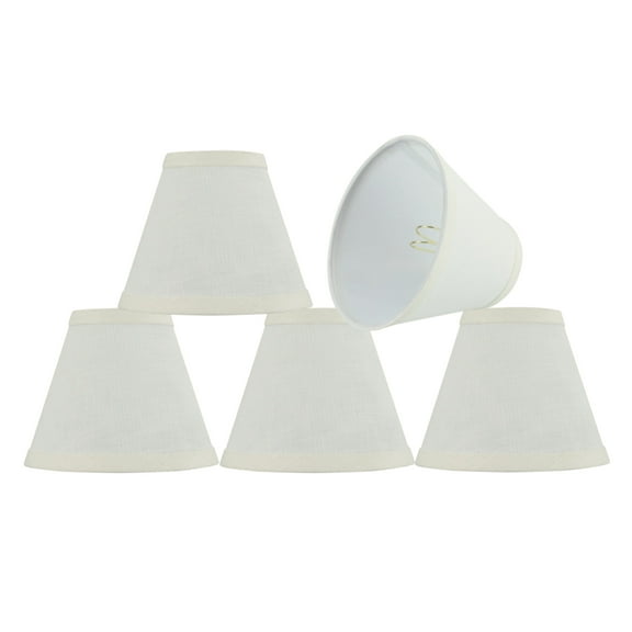 Aspen Creative 32110-5 Small Hardback Empire Shape Chandelier Clip-On Lamp Shade Set (5 Pack), Transitional Design in Off White, 6" bottom width (3" x 6" x 5")
