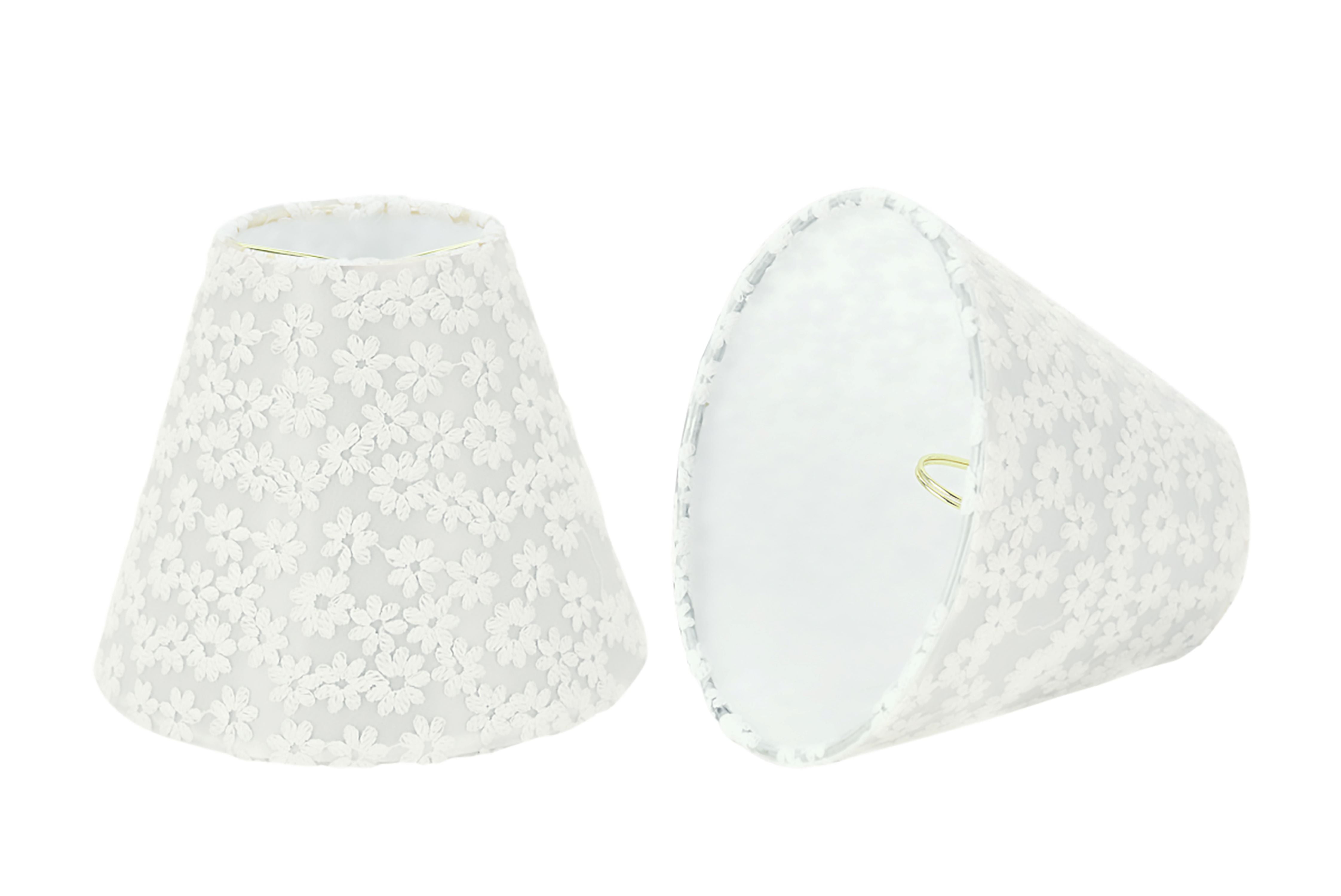 White Linen Embroidered Empire Chandelier Lamp Shade Set