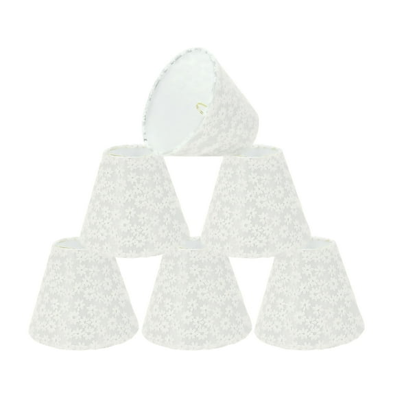 Aspen Creative 32113-6 Small Hardback Empire Shape Chandelier Clip-On Lamp Shade Set (6 Pack), Transitional Design in White, 6" bottom width (3" x 6" x 5")