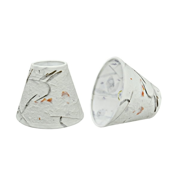 Aspen Creative 32115-2 Small Hardback Empire Shape Chandelier Clip-On Lamp Shade Set (2 Pack), Transitional Design in Off White, 6" bottom width (3" x 6" x 5")