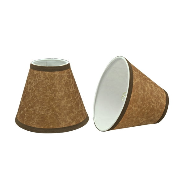 Aspen Creative 32117-2 Small Hardback Empire Shape Chandelier Clip-On Lamp Shade Set (2 Pack), Transitional Design in Dark Brown, 6" bottom width (3" x 6" x 5")