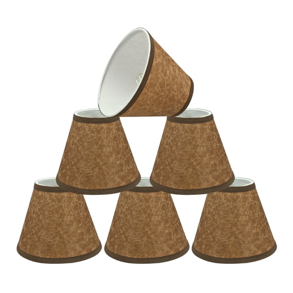 Aspen Creative 32117-6 Small Hardback Empire Shape Chandelier Clip-On Lamp Shade Set (6 Pack), Transitional Design in Dark Brown, 6" bottom width (3" x 6" x 5")