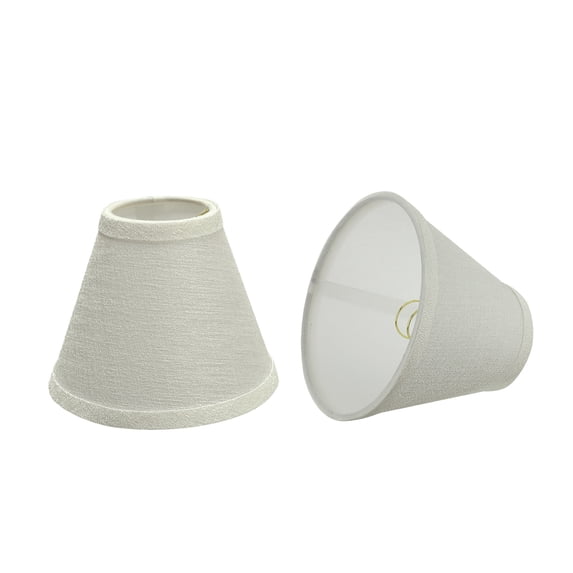 Aspen Creative 32119-2 Small Hardback Empire Shape Chandelier Clip-On Lamp Shade Set (2 Pack), Transitional Design in Pearl Linen, 6" bottom width (3" x 6" x 5")
