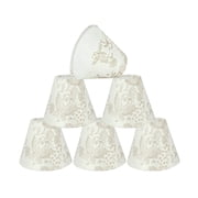 Aspen Creative 32124-6 Small Hardback Empire Shape Chandelier Clip-On Lamp Shade Set 6 Pack, Transitional Design in Off White, 6" bottom width 3" x 6" x 5"