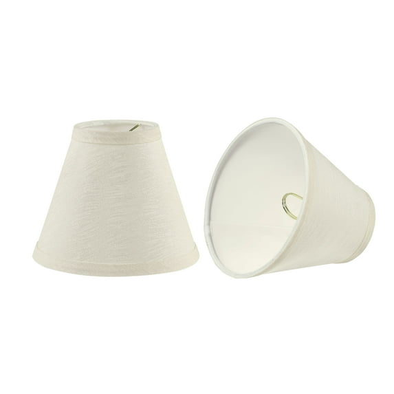 Aspen Creative 32127-2 Small Hardback Empire Shape Chandelier Clip-On Lamp Shade Set (2 Pack), Transitional Design in Off White, 6" bottom width (3" x 6" x 5")