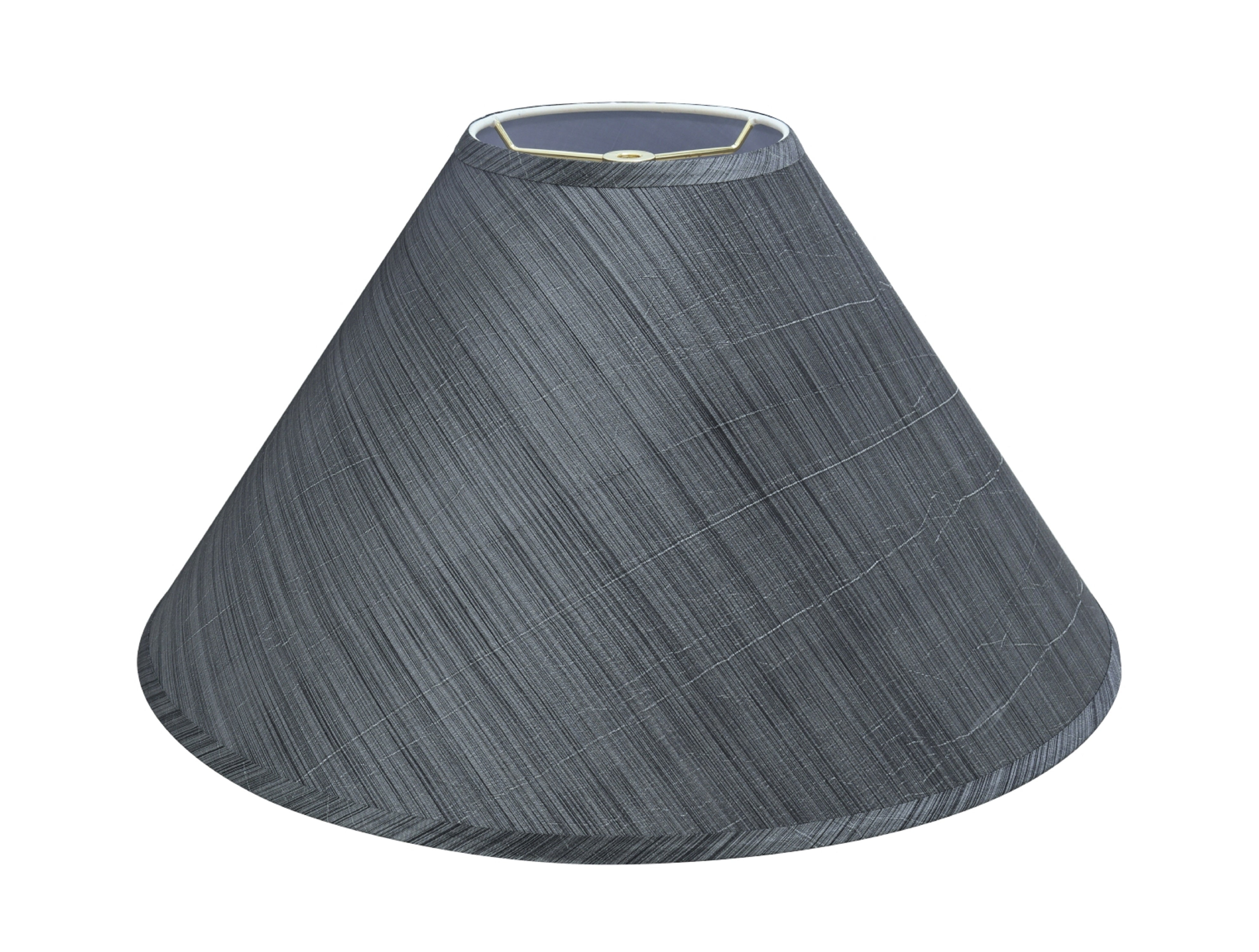 Grey and Black Striped Empire Lamp Shade with Synthetic Fabric