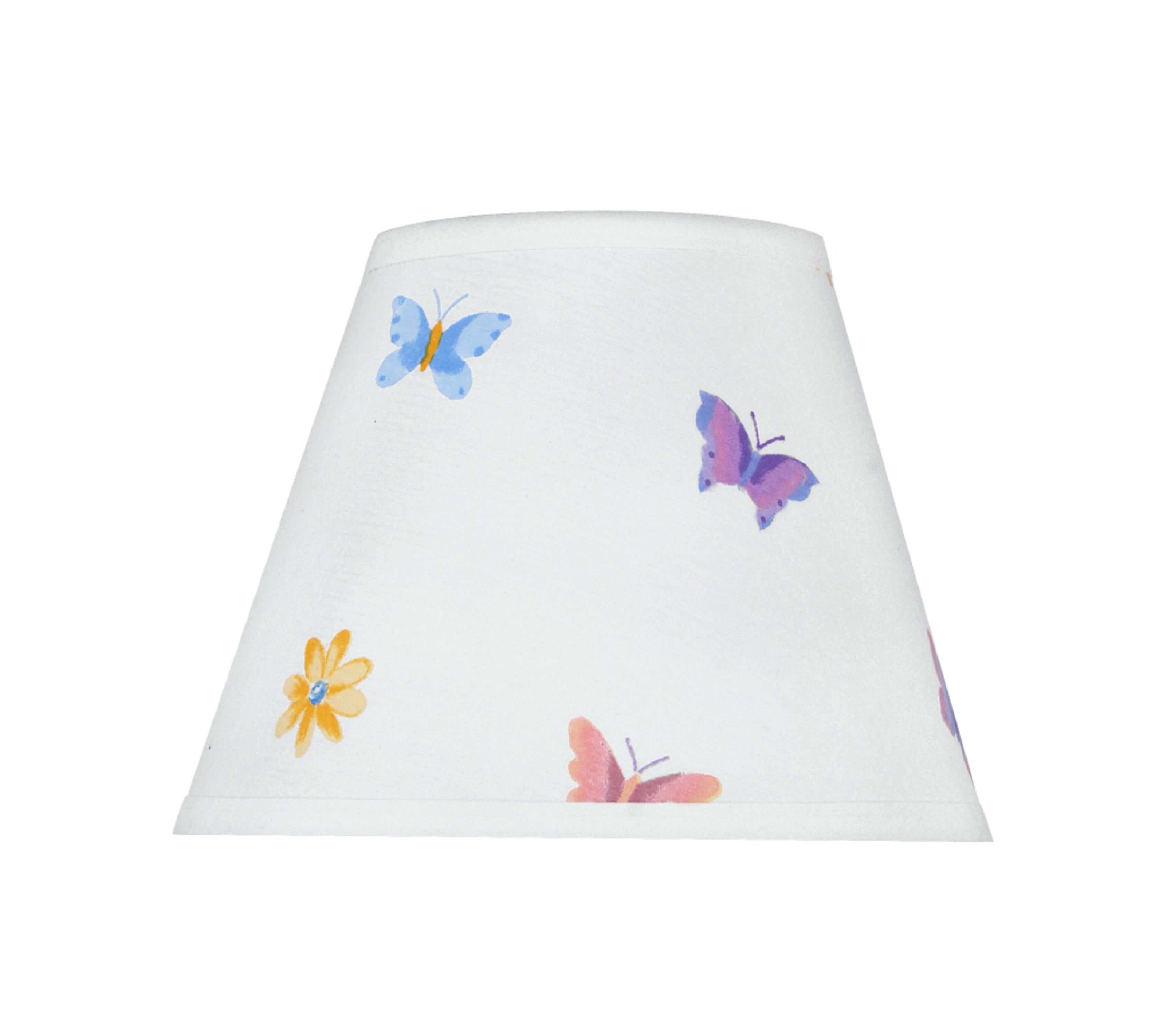 Aspen Creative 32417 Transitional Hardback Empire Shape Spider Construction Lamp Shade in White with Butterflies & Flowers, 9" wide (5" x 9" x 7")