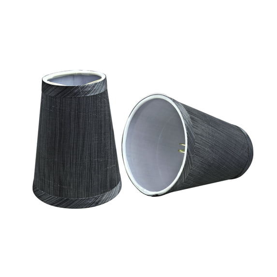 Aspen Creative 32651-2 Small Hardback Empire Shape Chandelier Clip-On Lamp Shade Set (2 Pack), Transitional Design in Grey & Black, 4" bottom width (2 1/2" x 4" x 5")