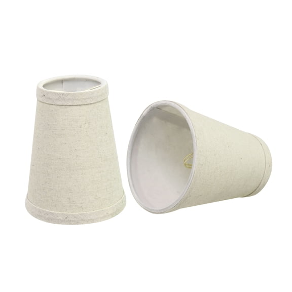 Aspen Creative 32653-2 Small Hardback Empire Shape Chandelier Clip-On Lamp Shade Set (2 Pack), Transitional Design in Oatmeal, 4" bottom width (2 1/2" x 4" x 5" )