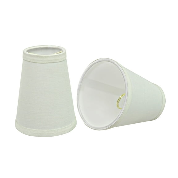 Aspen Creative 32654-2 Small Hardback Empire Shape Chandelier Clip-On Lamp Shade Set (2 Pack), Transitional Design in Off White, 4" bottom width (2 1/2" x 4" x 5" )