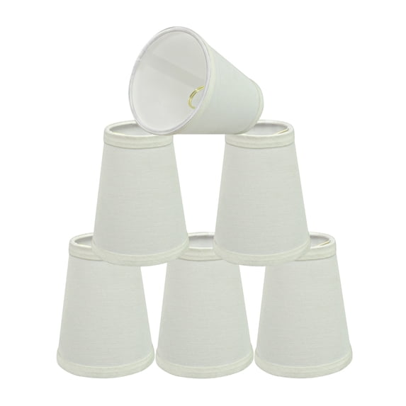 Aspen Creative 32654-6 Small Hardback Empire Shape Chandelier Clip-On Lamp Shade Set (6 Pack), Transitional Design in Off White, 4" bottom width (2 1/2" x 4" x 5" )