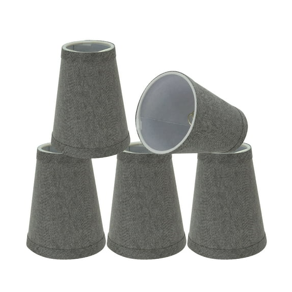 Aspen Creative 32657-5 Small Hardback Empire Shape Chandelier Clip-On Lamp Shade Set (5 Pack), Transitional Design in Grey, 4" bottom width (2 1/2" x 4" x 5" )