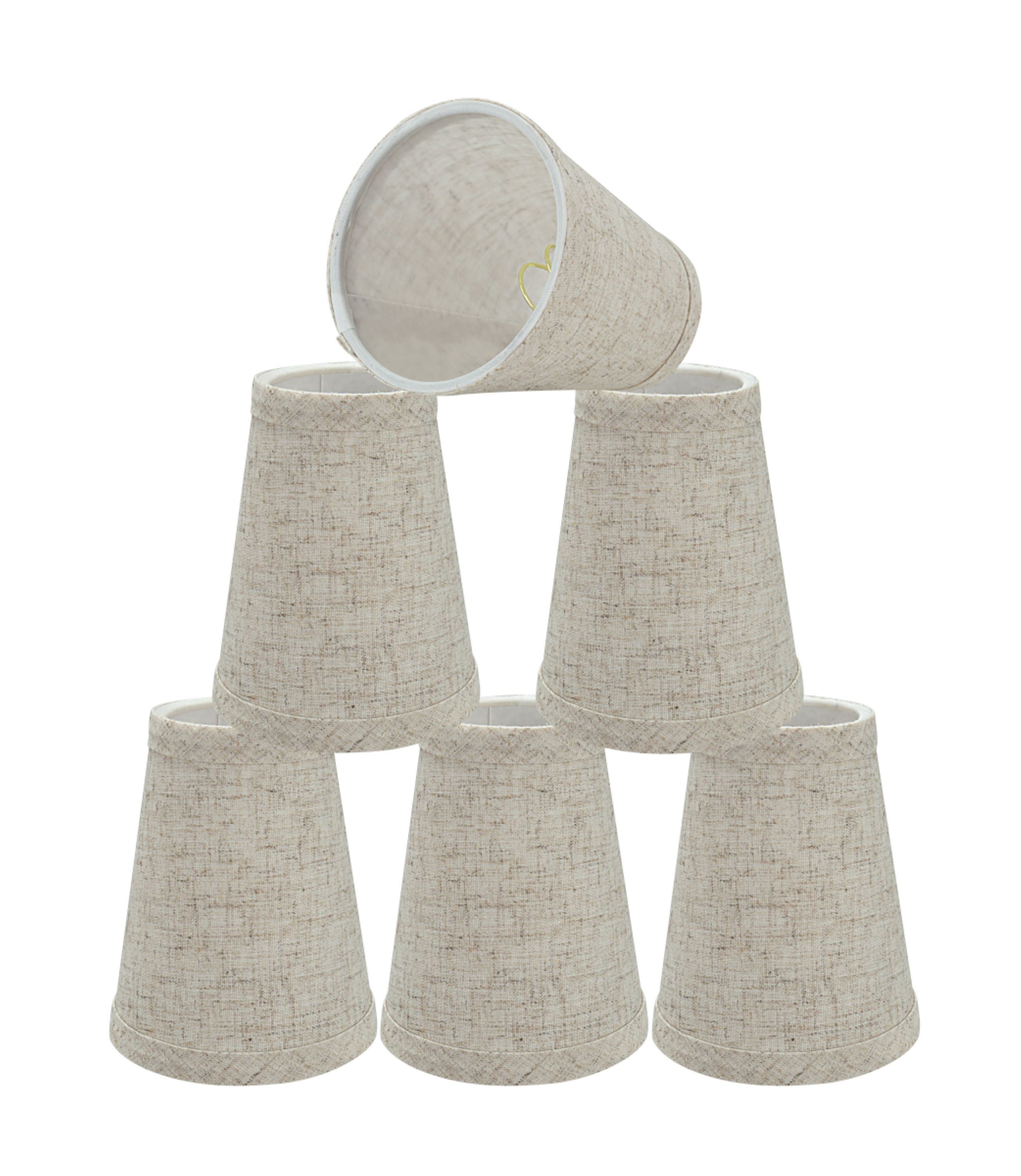 Beige Linen Empire Chandelier Clip-On Lamp Shades, Set of 6