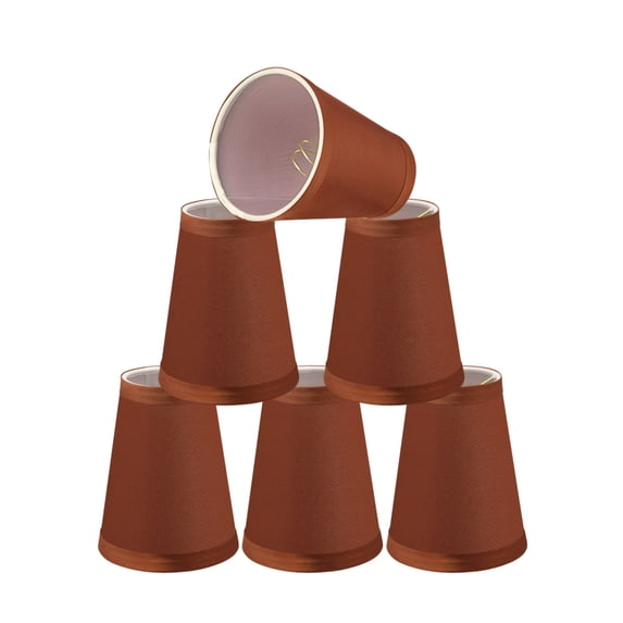 Aspen Creative 32659-6 Small Hardback Empire Shape Chandelier Clip-On Lamp Shade Set (6 Pack), Transitional Design in Redwood, 4" bottom width (2 1/2" x 4" x 5" )