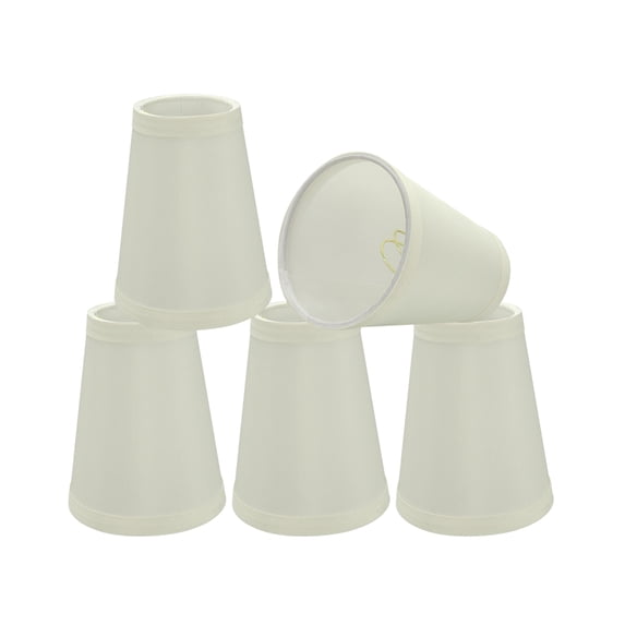 Aspen Creative 32661-5 Small Hardback Empire Shape Chandelier Clip-On Lamp Shade Set (5 Pack), Transitional Design in Off-White, 4" bottom width (2 1/2" x 4" x 5" )