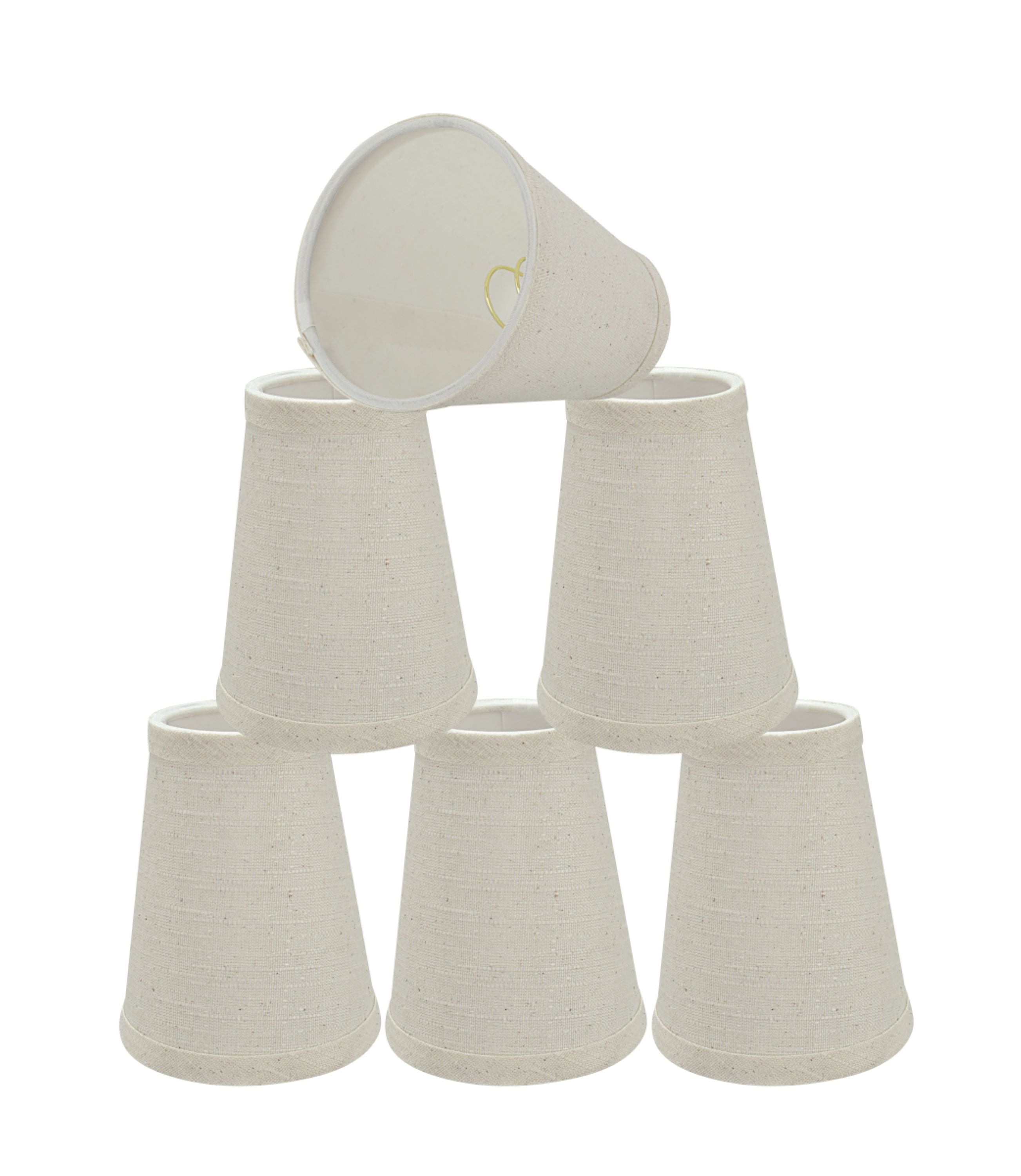 Off-White Textured Fabric Empire Chandelier Lamp Shades, Set of 6