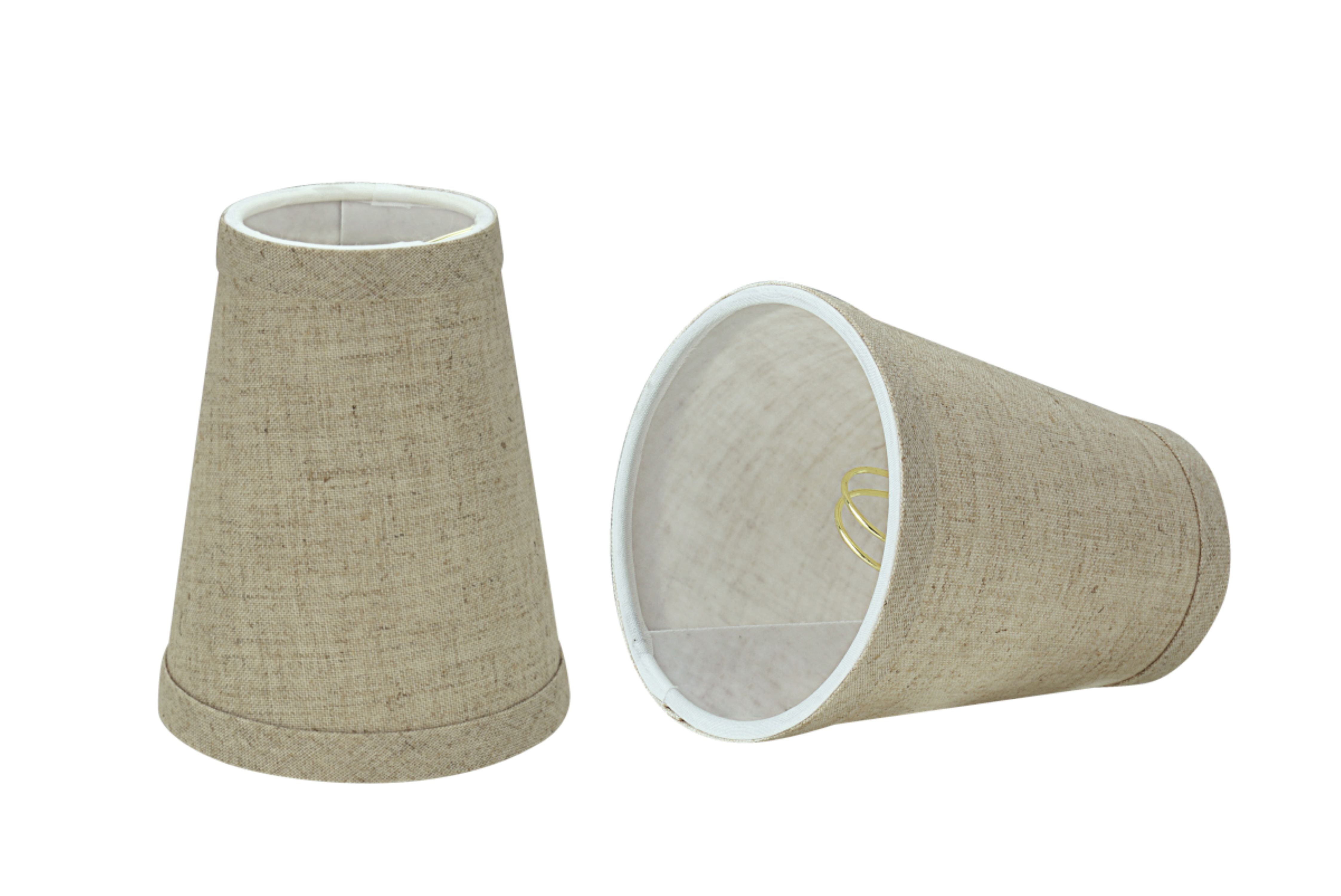 Beige Linen Empire Chandelier Clip-On Lamp Shades, 4" Bottom Width