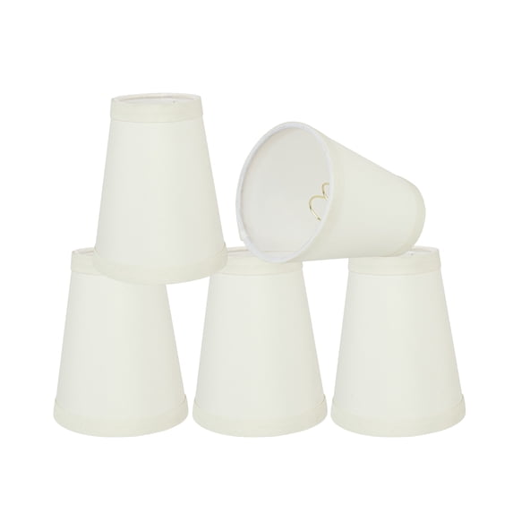 Aspen Creative 32666-5 Small Hardback Empire Shape Chandelier Clip-On Lamp Shade Set (5 Pack), Transitional Design in White, 4" bottom width (2 1/2" x 4" x 5" )