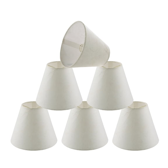 Aspen Creative 32672-6 Small Hardback Empire Shape Chandelier Clip-On Lamp Shade Set (6 Pack), Transitional Design in Off White, 6" bottom width (3" x 6" x 5")