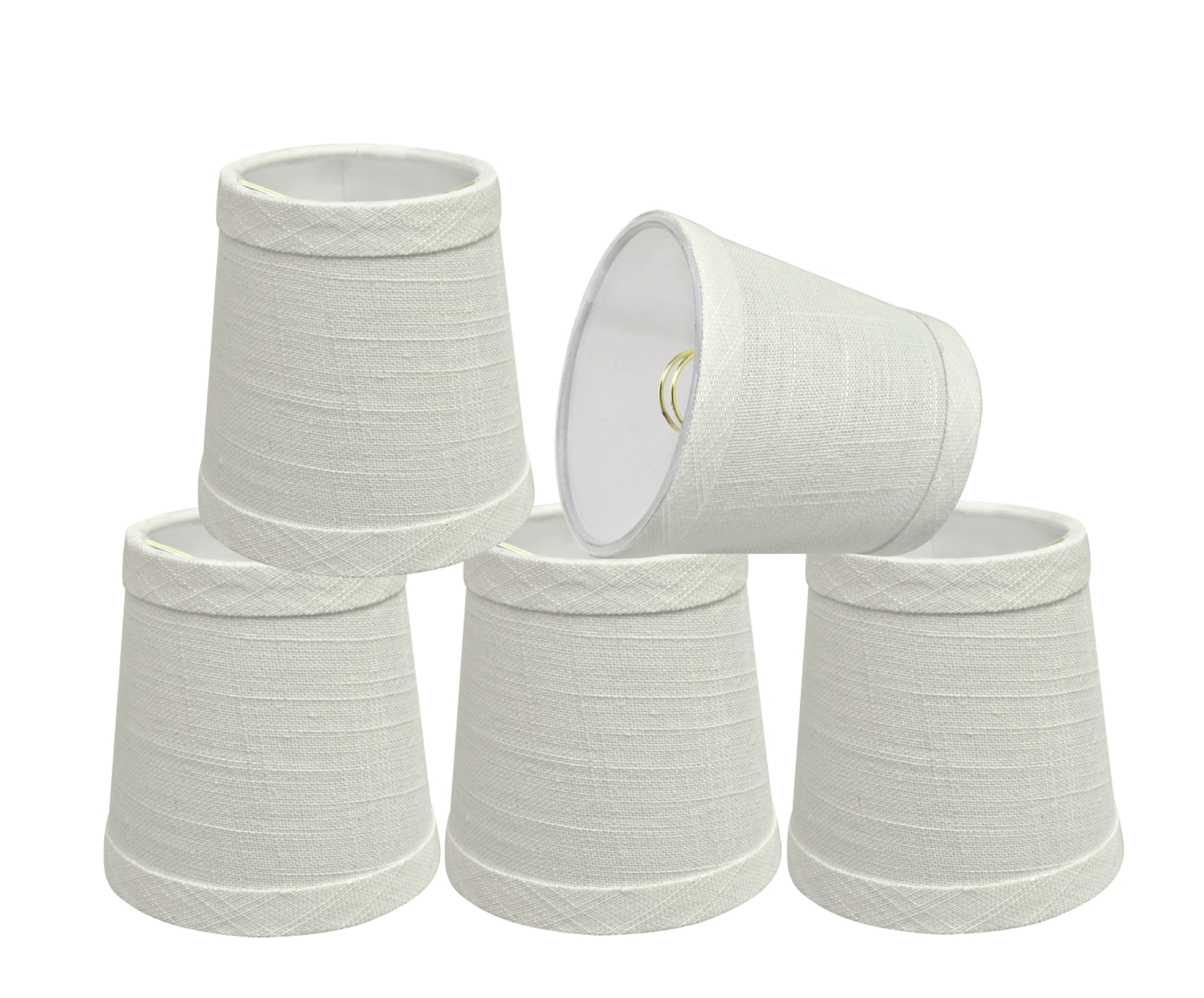 Off-White Linen Empire Chandelier Lamp Shades, 4" Set of 5