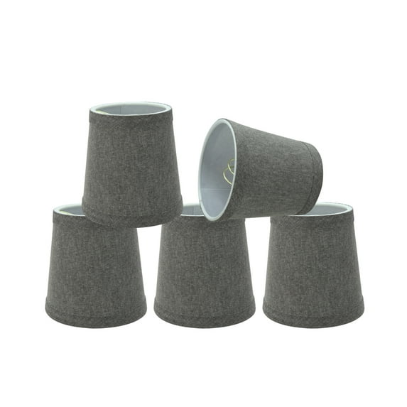 Aspen Creative 32716-5 Small Hardback Empire Shape Chandelier Clip-On Lamp Shade Set (5 Pack), Transitional Design in Grey, 4" bottom width (3" x 4" x 4")