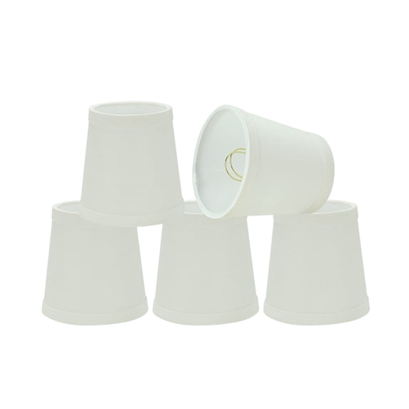 Aspen Creative 32719-5 Small Hardback Empire Shape Chandelier Clip-On Lamp Shade Set (5 Pack), Transitional Design in White, 4" bottom width (3" x 4" x 4")