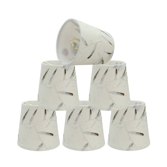 Aspen Creative 32720-6 Small Hardback Empire Shape Chandelier Clip-On Lamp Shade Set (6 Pack), Transitional Design in Off White, 4" bottom width (3" x 4" x 4")