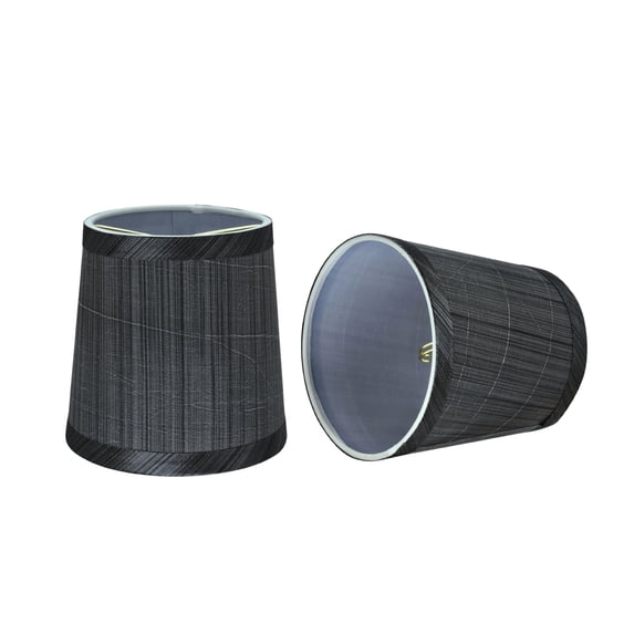 Aspen Creative 32831-2 Small Hardback Empire Shape Chandelier Clip-On Lamp Shade Set (2 Pack), Transitional Design in Grey & Black, 5" bottom width (4" x 5" x 5")