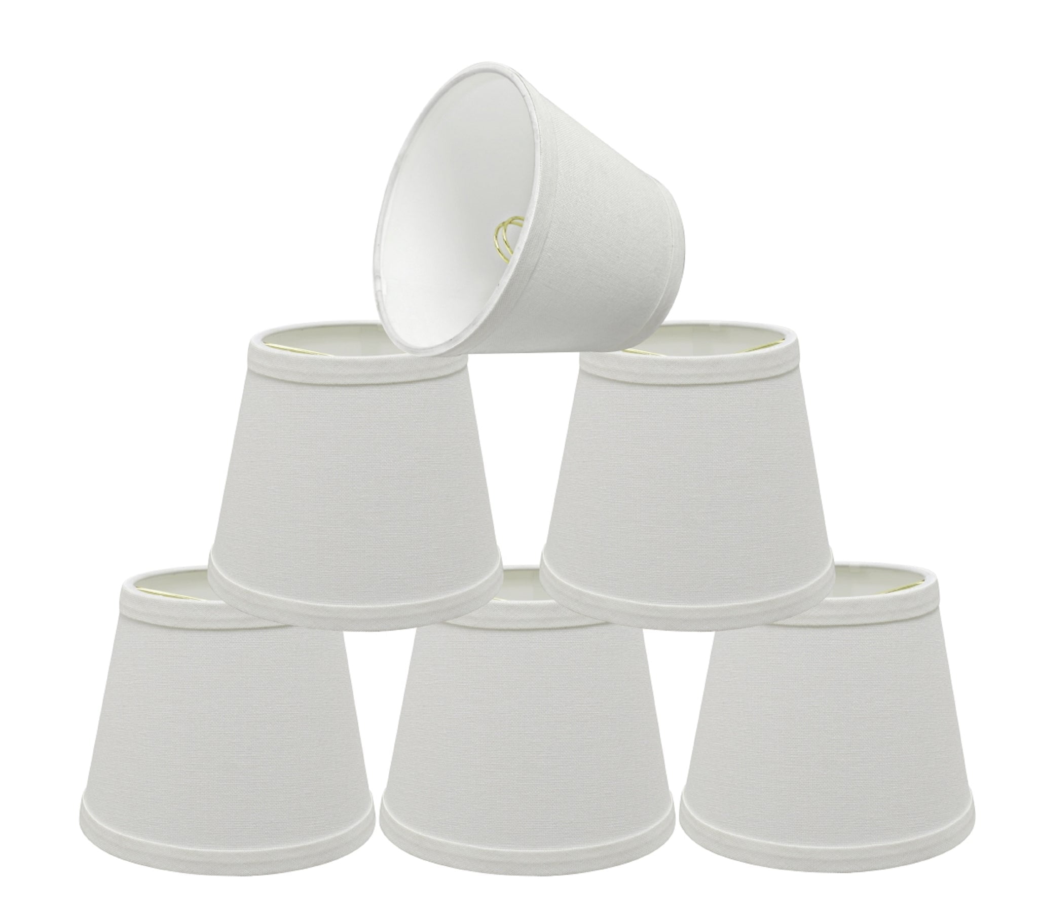 White Linen Empire Chandelier Clip-On Lamp Shades, 6-Pack