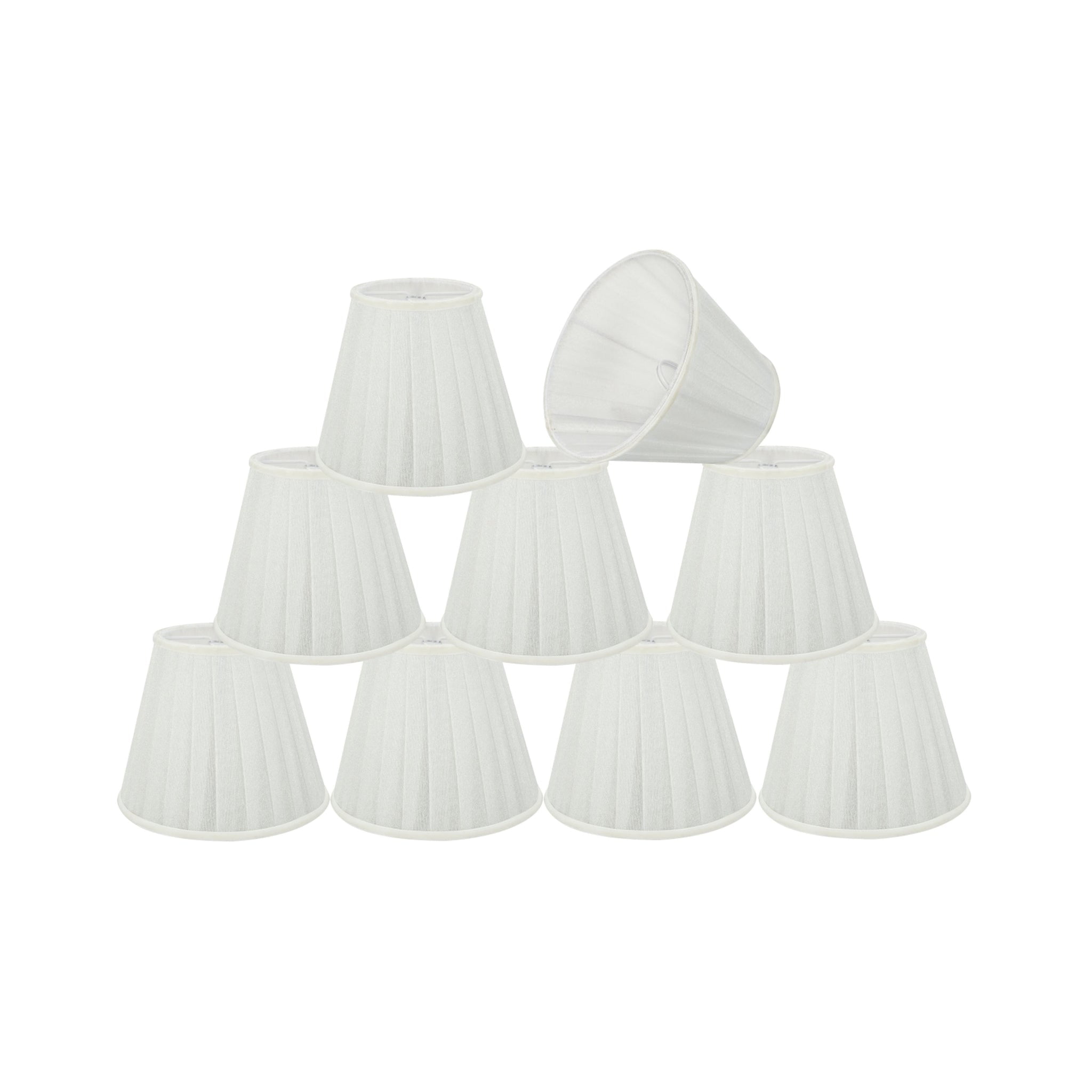 White Cotton Pleated Empire Chandelier Lamp Shades, Set of 9