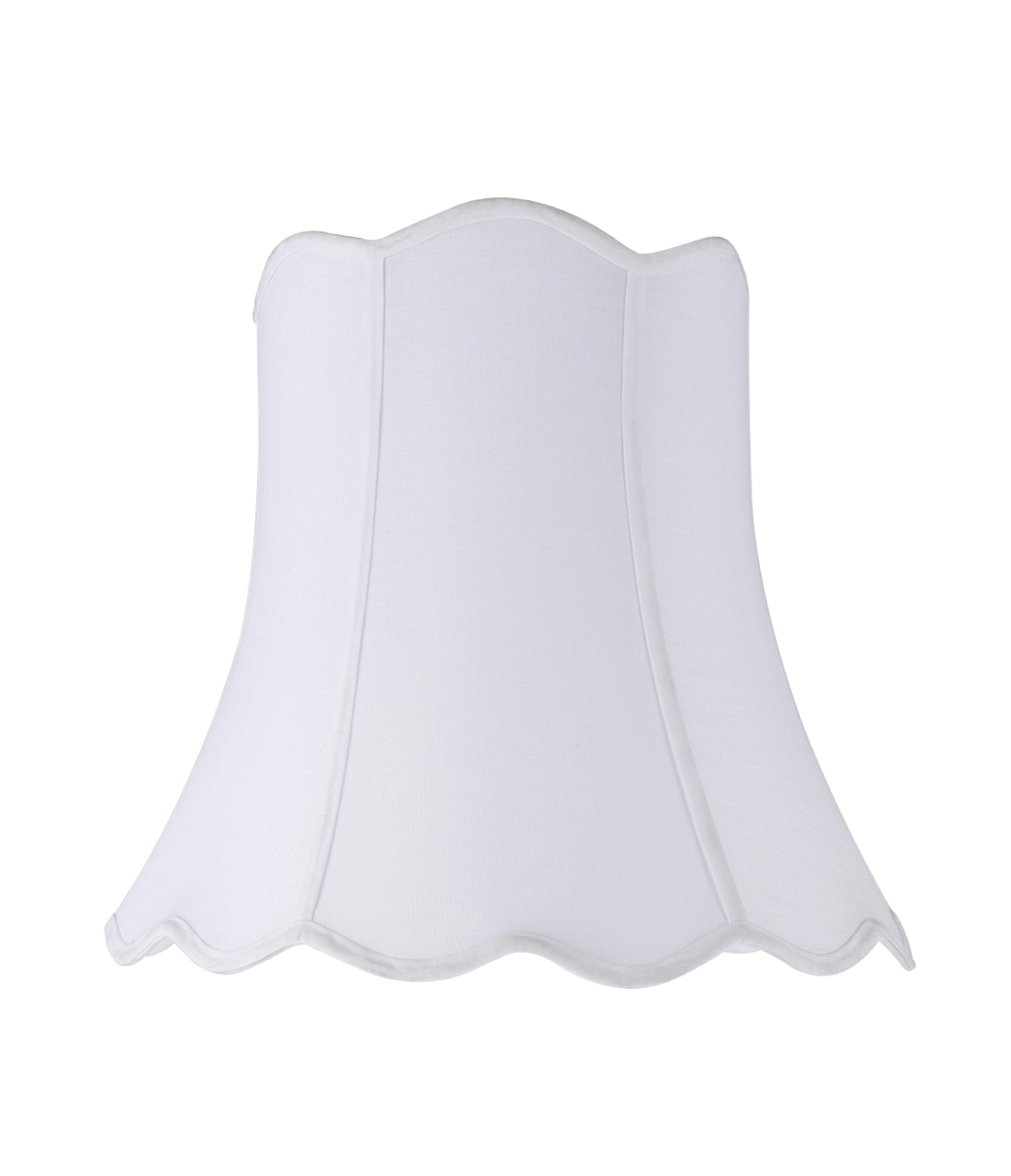 White Cotton Scallop Bell Lamp Shade, 16" Wide