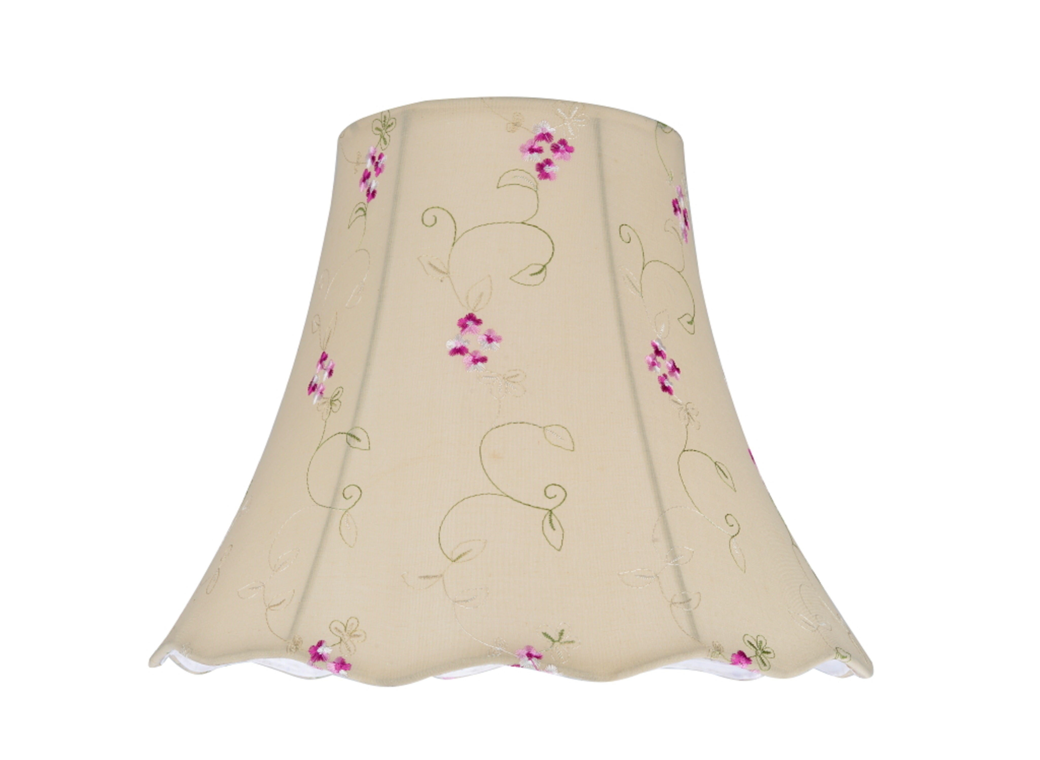 Apricot Floral Embroidered Cotton Bell Lamp Shade, 14"