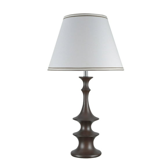 Aspen Creative 40059, 29 1/2" High Transitional Table Lamp, Brown Finish and Empire Shaped Lamp Shade in Off White, 16" Wide
