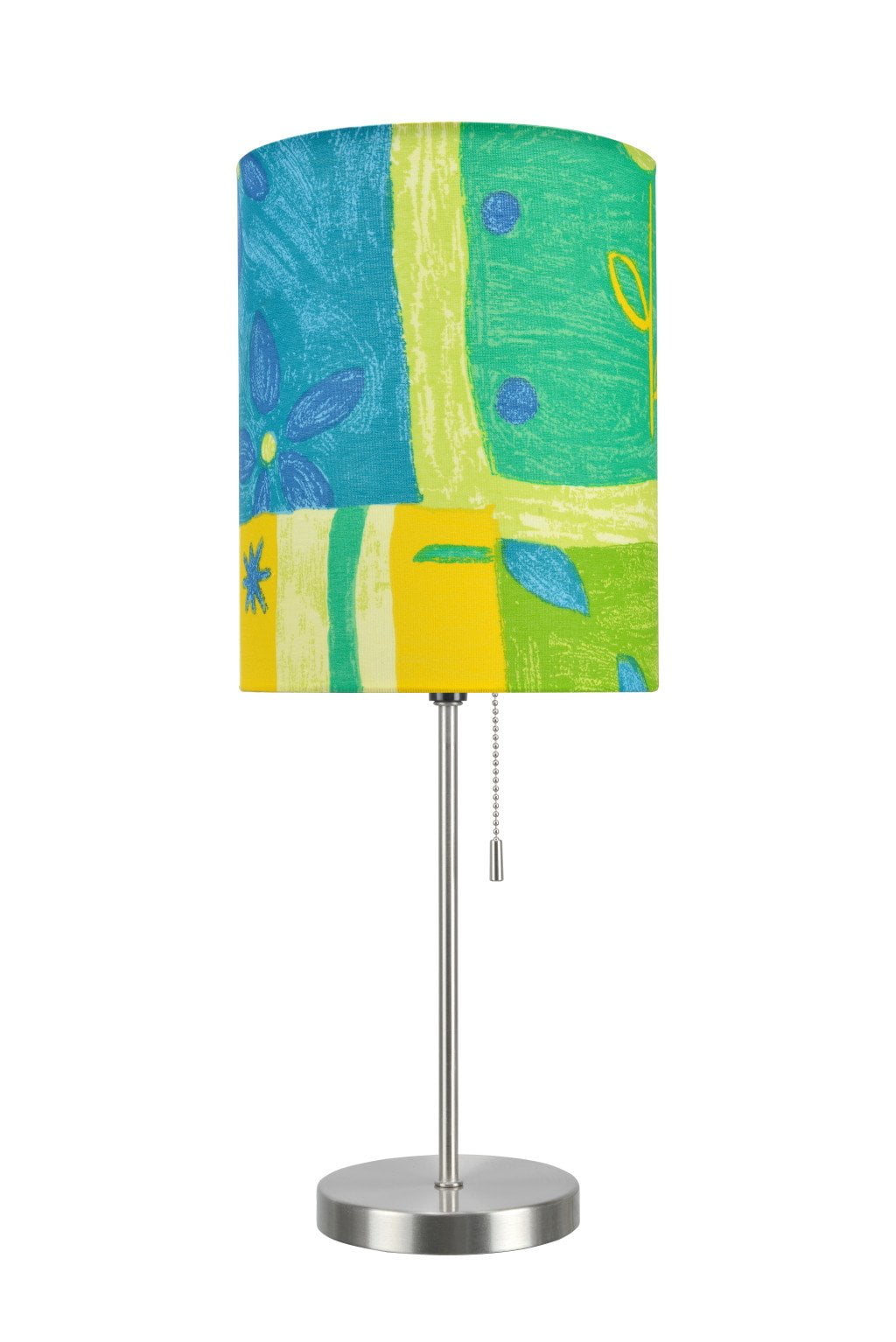 19.5" Blue and Green Kids Outdoor Lamp Set with Satin Nickel Base