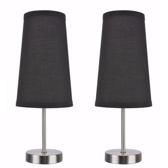 Aspen Creative 40084-3, 2-Pack Set - One-Light Candlestick Table Lamp, Contemporary Design in Satin Nickel, 14 1/4" High