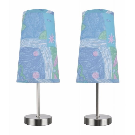 Aspen Creative 40084-5, 2-Pack Set - One-Light Candlestick Table Lamp, Contemporary Design in Satin Nickel, 14 1/4" High
