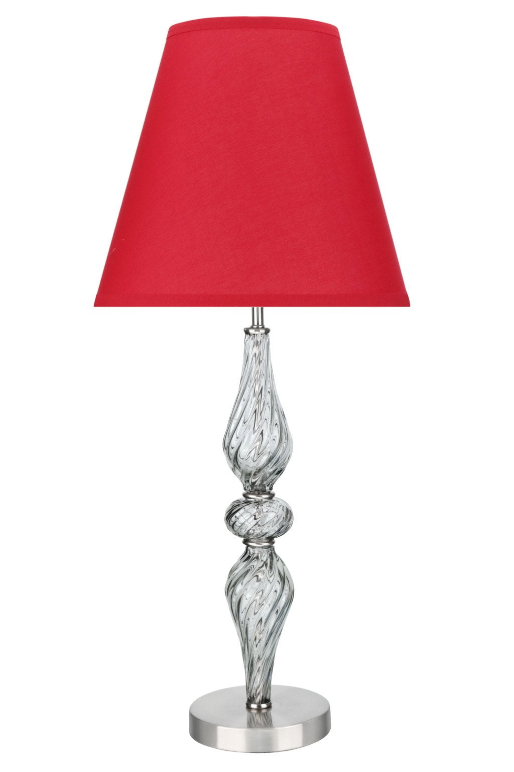 Transitional Red Shade Smoke Glass Outdoor Table Lamp