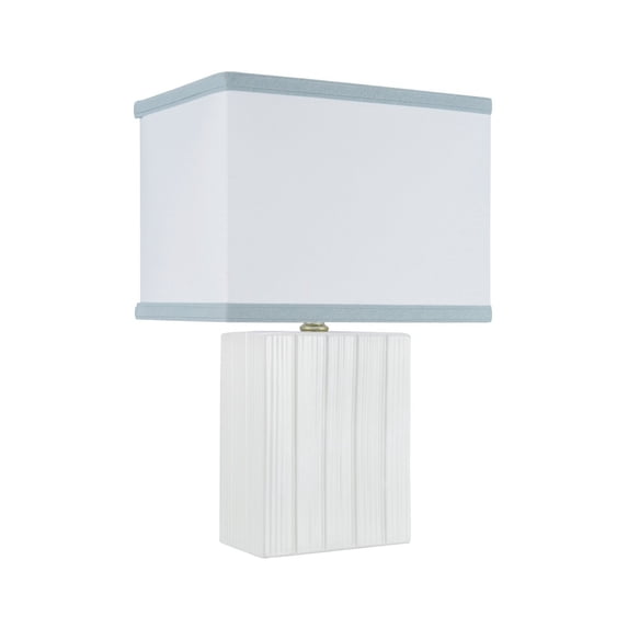 Aspen Creative 40089, 15 1/4" High Transitional Ceramic Table Lamp, Ivory Finish with Hardback Rectangle Shaped Lamp Shade in Off White, 10" + 7" Wide