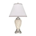 thumbnail image 1 of Aspen Creative 40093-1, 26" High Traditional Ceramic Table Lamp, Ivory with Pewter Finish Base and Hardback Empire Shaped Lamp Shade in Off White, 15" Wide, 1 of 4