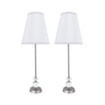 thumbnail image 1 of Aspen Creative 40152-22, Two Pack Set – 30" High Transitional Metal & Crystal Table Lamp, Pewter Finish and Hardback Empire Shaped Lamp Shade in Off White, 10" Wide, 1 of 4